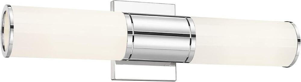 20.7" Chrome 2-Light Bathroom Vanity Light Milk Glass Wall Sconce
